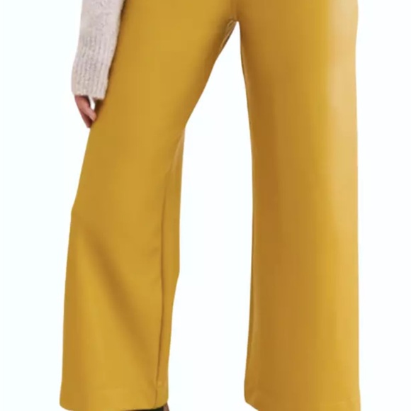 Maeve By Anthropologie The Colette Faux Leather Wide Leg Cropped Pants Sz 31 - Picture 8 of 11